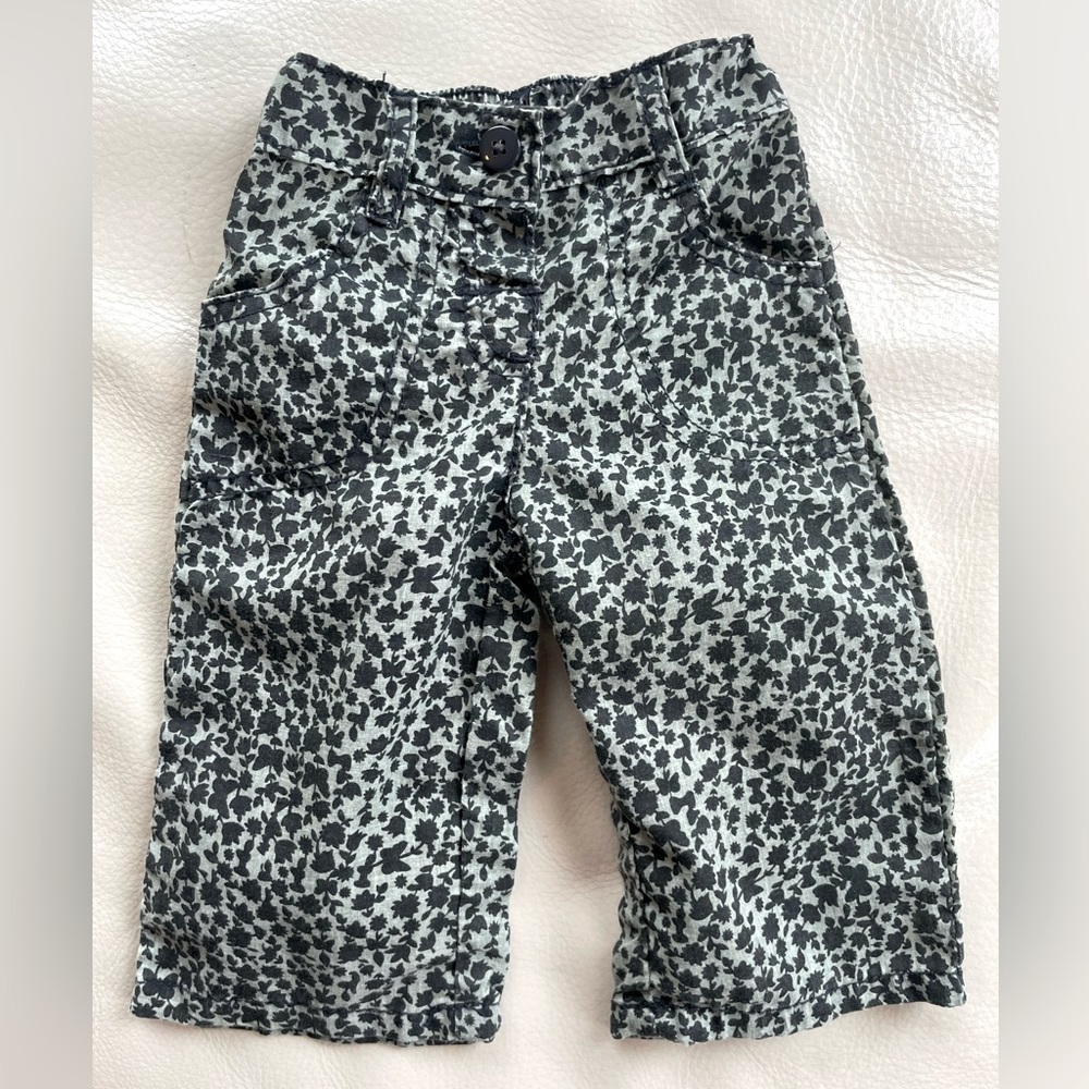 6/$20💥Butterfly Floral Linen-Feel Lightweight Baby Girl Pull-On Pants, Cotton